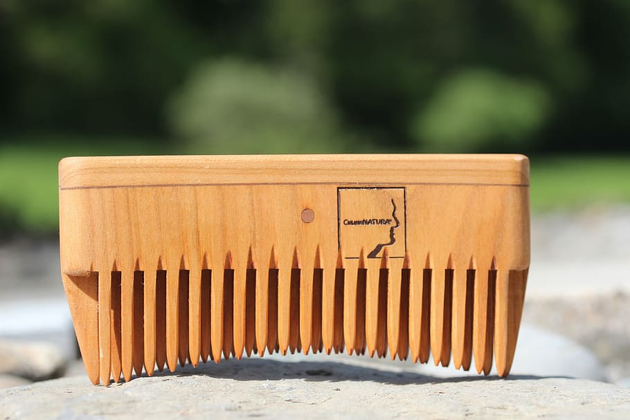 brown, wooden, tool, white, surface, energy comb, nature hairdresser, hairdresser, comb, barber beauty shop