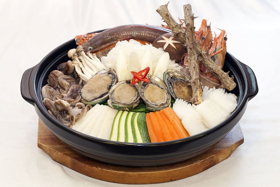 rice, ceramic, bowl, Stew, Abalone, Food, Seafood, Cooking, restaurant, food and drink