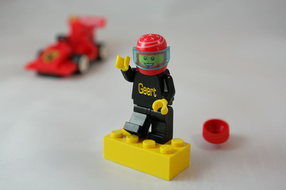 lego, figure, race, pilot, helmet, geert, block, f1, car, toy