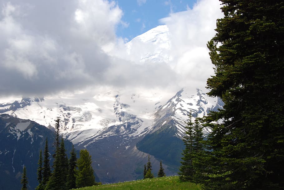 montaña, nieve, eterno, nube, niebla, paisaje, naturaleza, Monte Rainier, estado de Washington, América del Norte