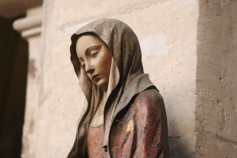 sculpture, statue, woman, virgin, pure, innocent, soothed, cemetery, monument, figure