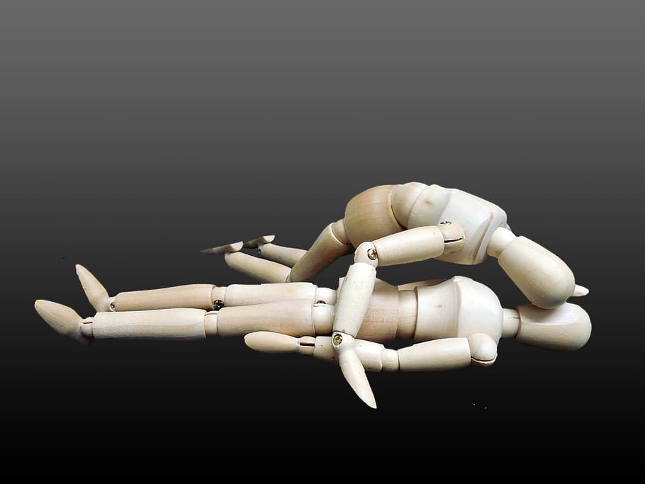 two, wooden, mannequins, ground, first aid, rescue, victims, savior, accident, emergency