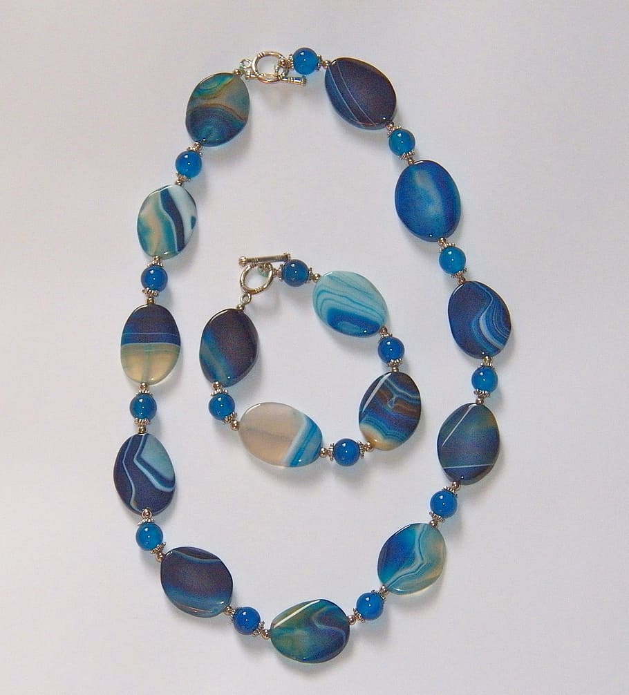 necklace, agate, blue, bracelet, gemstone, jewelry, fashion, gem, stones, rock