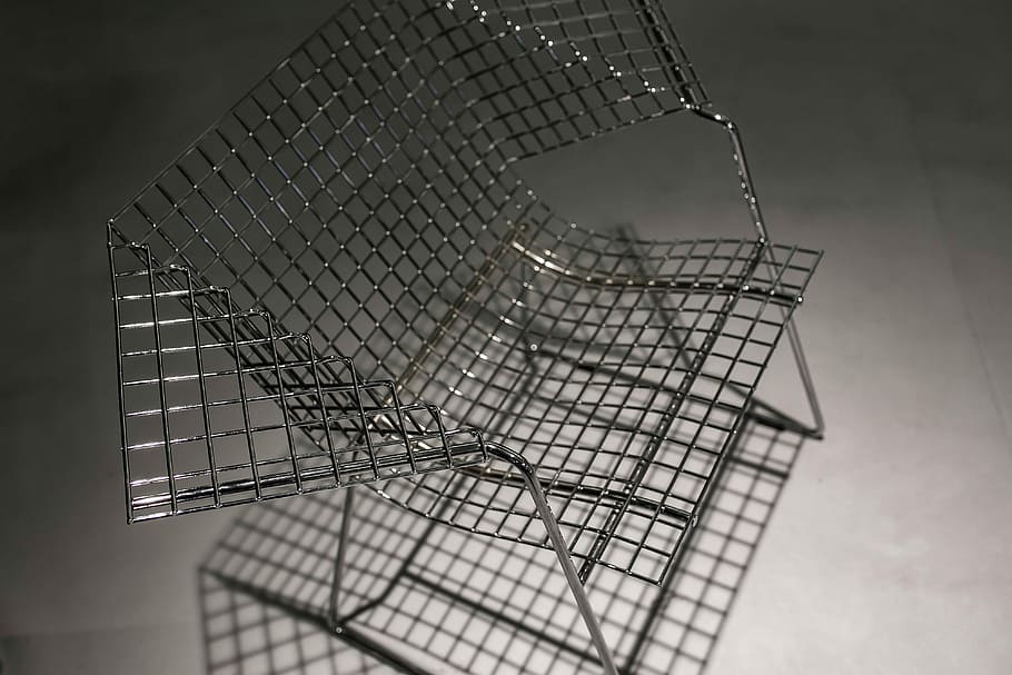 metal wire chair, Metal wire, chair, metal, wire, mesh, design, business, architecture, indoors