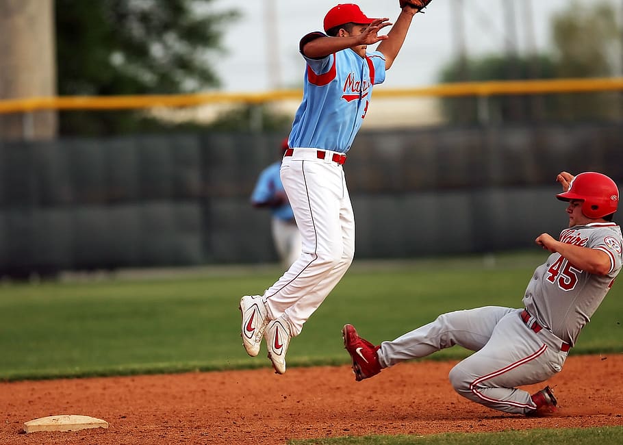 baseball, baseball player, slide, sliding, athlete, player, game, sport, uniform, male