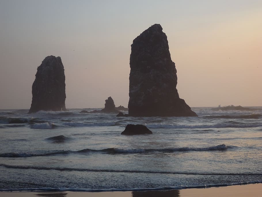 ocean, pacific, oregon coast, water, nature, scenic, rock, sea, rock - object, solid