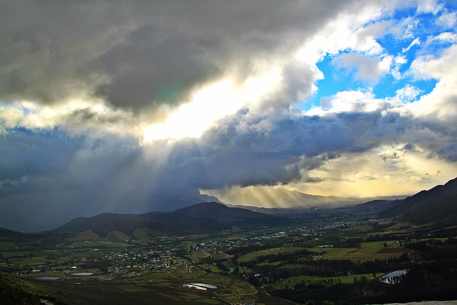 áfrica do sul, vinhedos, paisagem, vinícola, vista, panorama, céu, nuvens, clima, nuvens coloridas