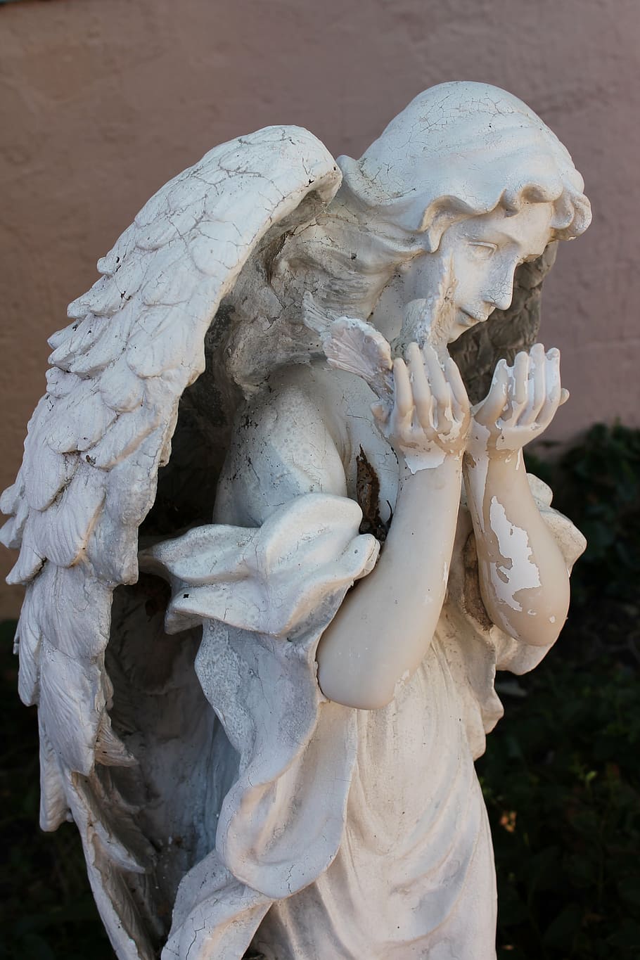 concrete, female, angel statue, angel, angelic, statue, sculpture, stone, religion, spirituality