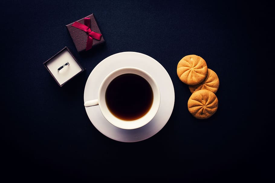 shot, coffee, biscuits, ring, Overhead, food/Drink, drinks, food, jewellery, cup