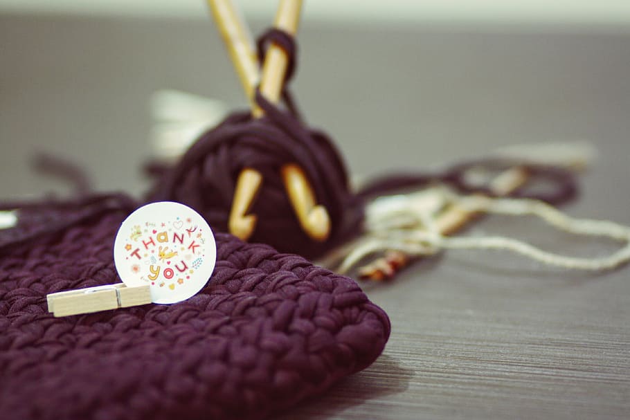 closeup, knitted, purple, pouch, crocheting, yarn, diy, knitting, hand made, thread