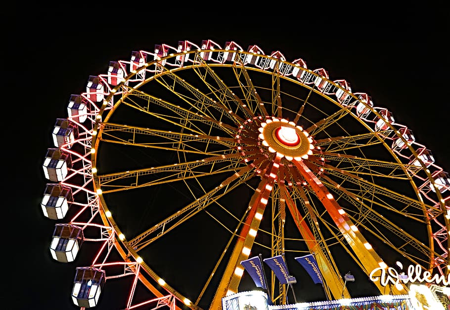 ferris wheel, dom, folk festival, carnies, fair, year market, hamburg, rides, carousel, leisure