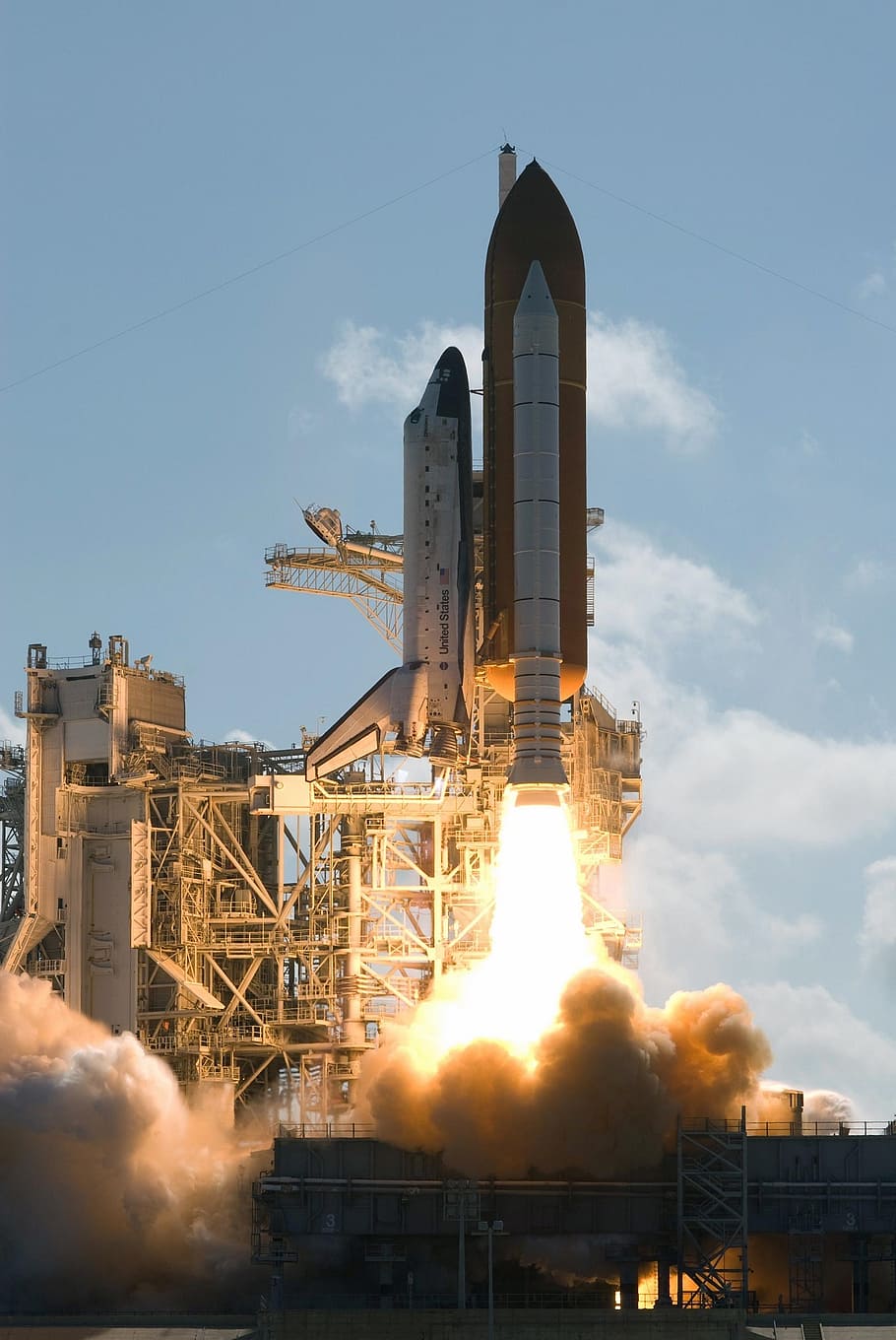 white, orange, space rocket, launch, space shuttle discovery launch, liftoff, astronaut, mission, exploration, flight