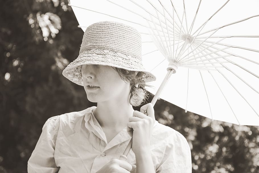 vintage, woman, girl, lady, straw, hat, straw hat, old times, old time, posing
