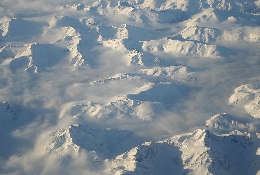 snow-covered mountains, mountain, snow-capped, canada, peaks, snow, range, winter, aerial, landscape