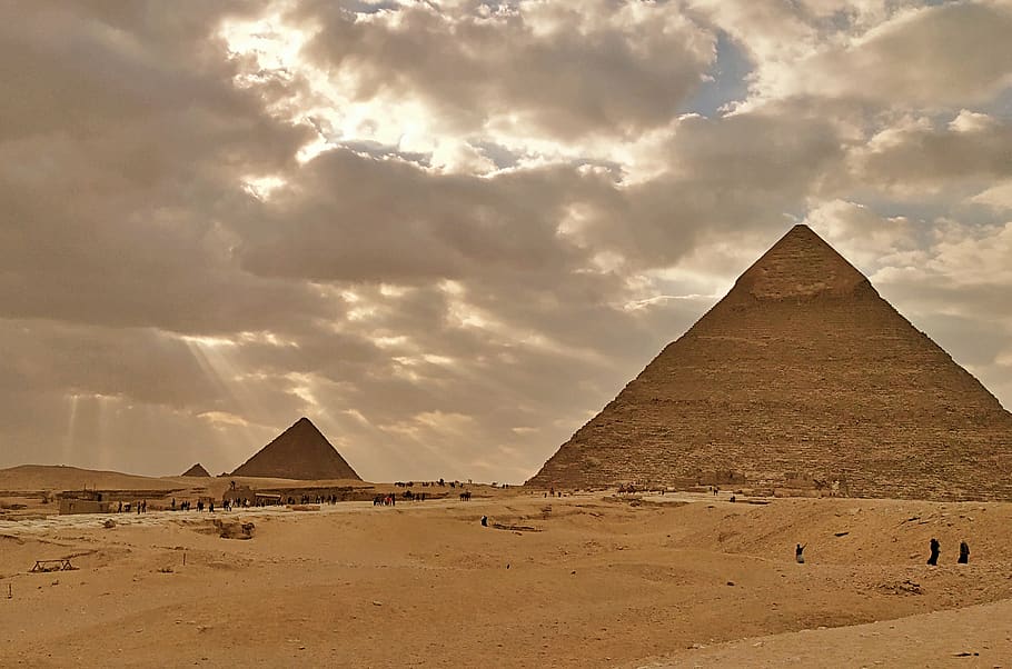 pirâmides, gizé, egito, deserto, antiga, monumento, marco, areia, cairo, pirâmide