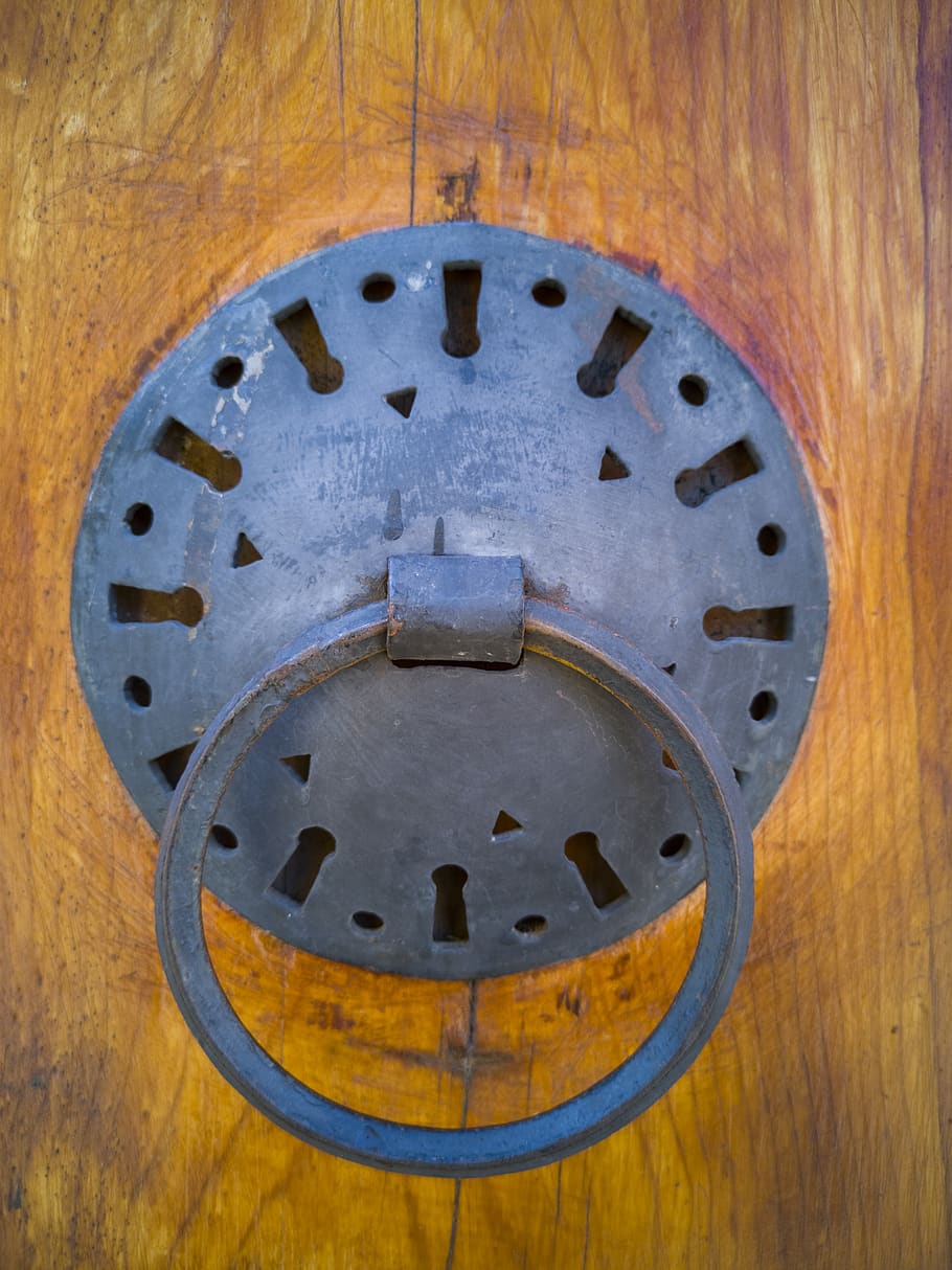 knob, door, macro, metal, old, date, wood, background, classic, retro