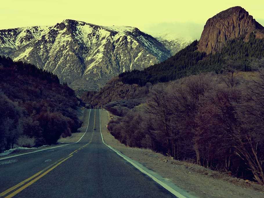 caminho, rota, montanha, neve, natureza, outono, paisagem, estrada, rodovia, o caminho a seguir