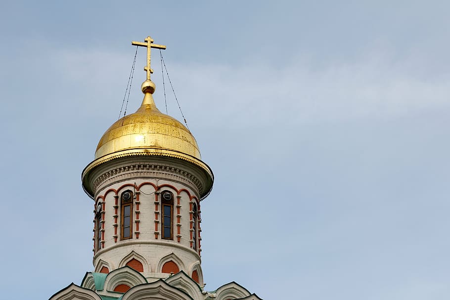 igreja, dourado, cúpula, rússia, moscovo, ortodoxo, igreja ortodoxa russa, historicamente, mosteiro, torre