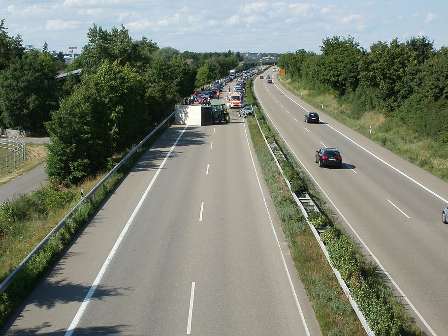 road accident, autobahn, accident, germany, car, road, transport, traffic, danger, drive