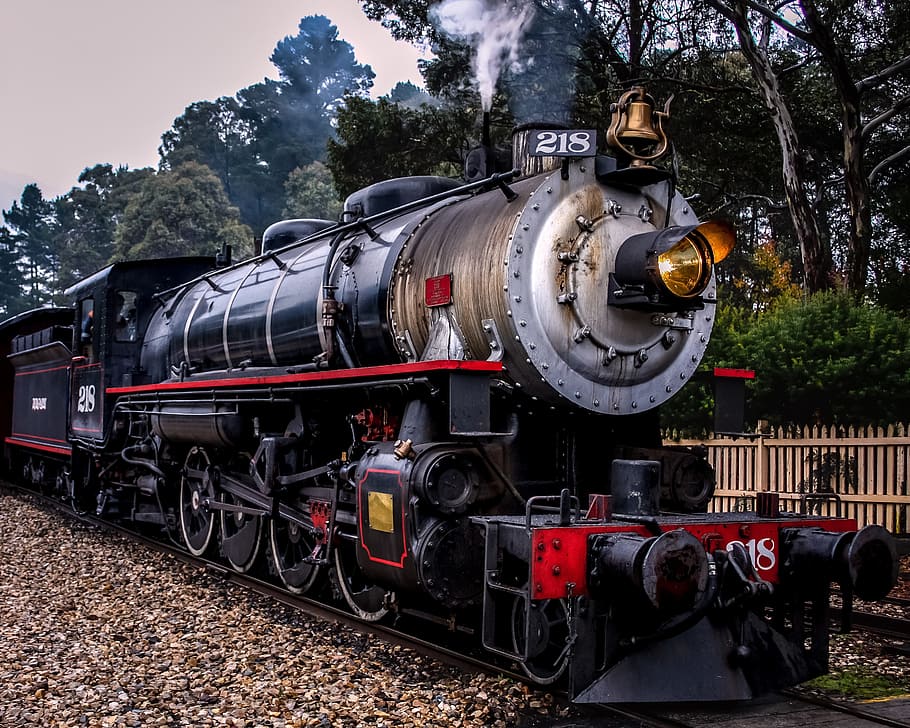 black, gray, express, train, daytime, steam train, railway, steam, locomotive, engine