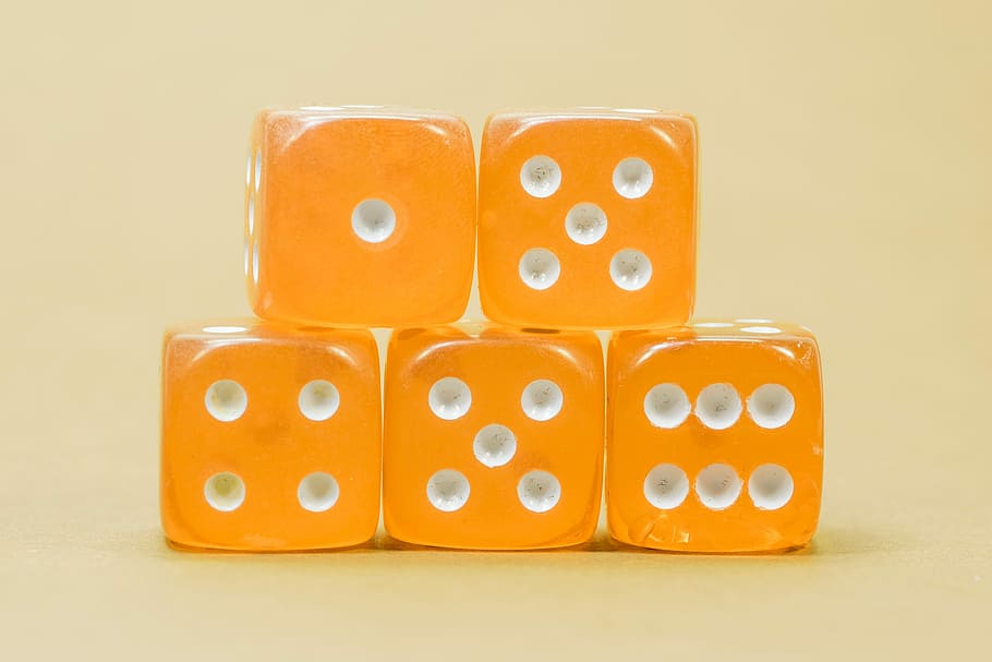 four orange dices, Game Cube, Instantaneous Speed, cube, pay, play, poker, play poker, gambling, toys