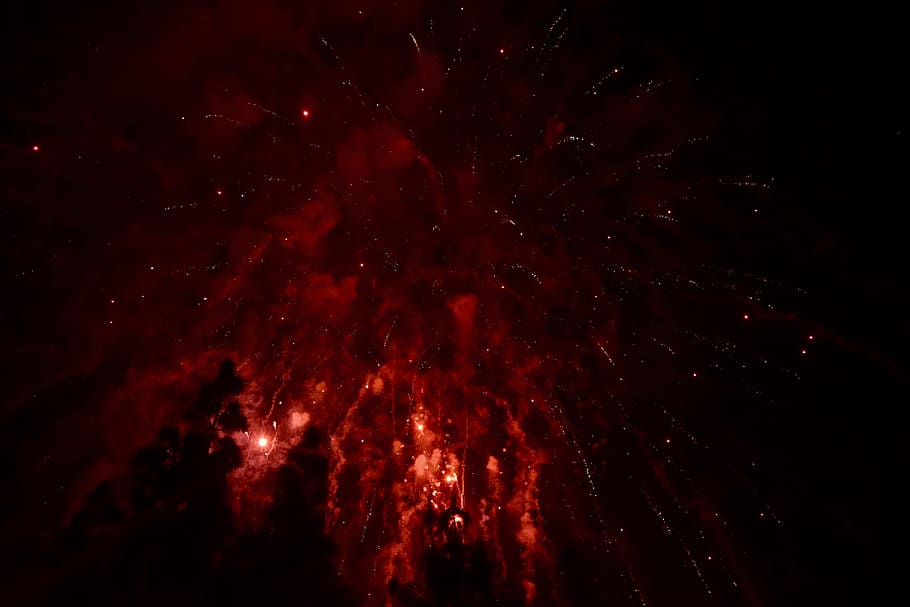 volcanic, eruption, nighttime, fireworks, fire, party, night, sky, star - space, red