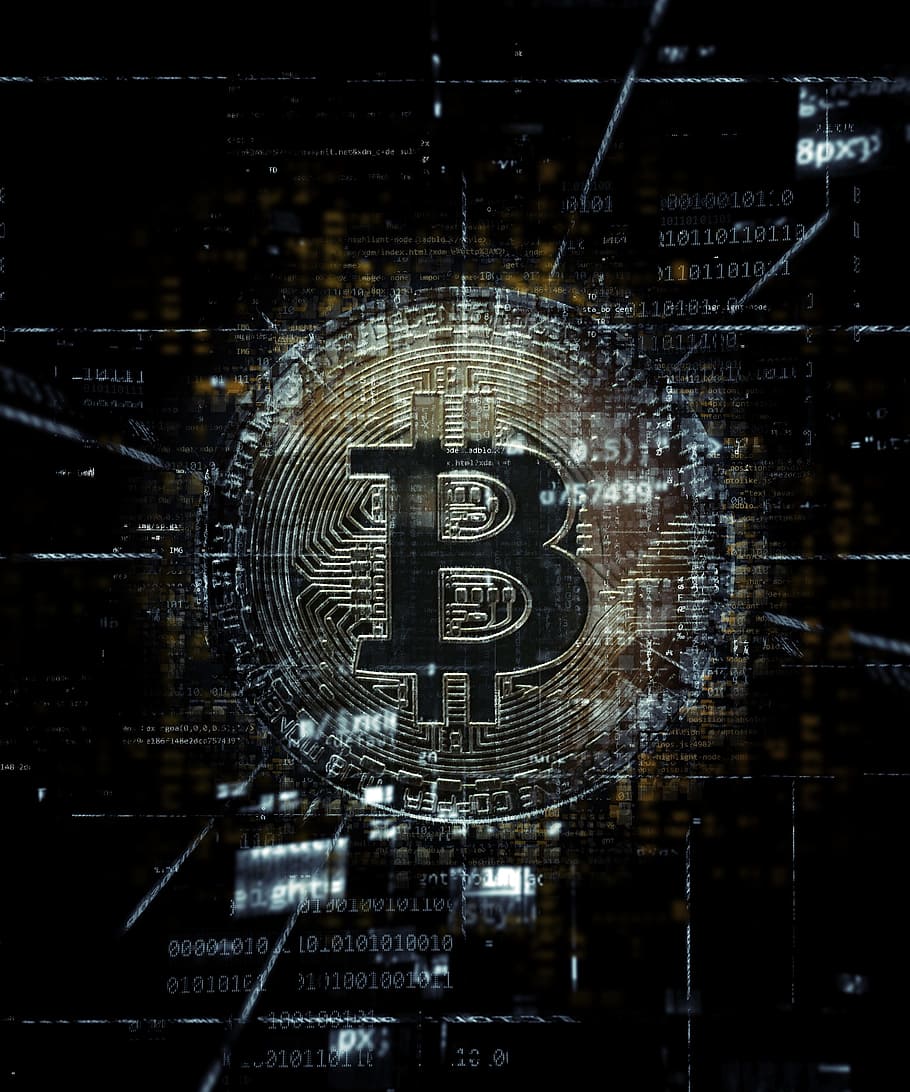 logotipo de bitcoin, bitcoin, criptomoneda, blockchain, dinero, finanzas, virtual, intercambio, en interiores, número