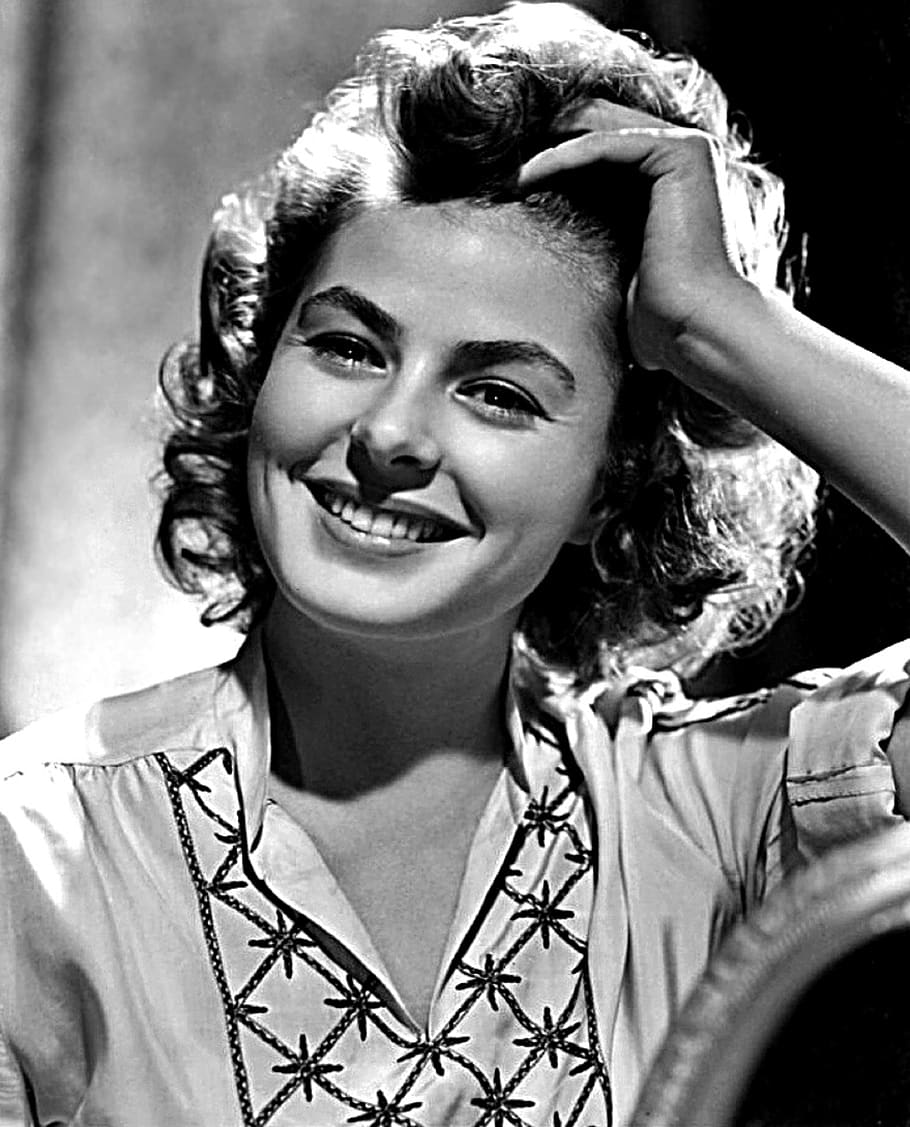 ingrid bergman, actress, vintage, movies, motion pictures, monochrome, black and white, pictures, cinema, hollywood