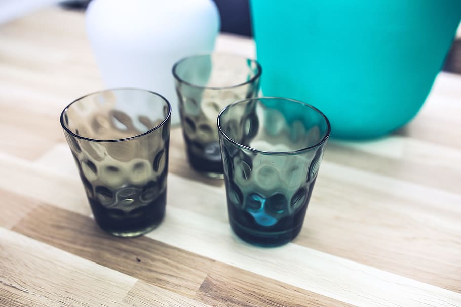 glass, glasses, hk living, design, blue, drink, table, wood - material, indoors, close-up