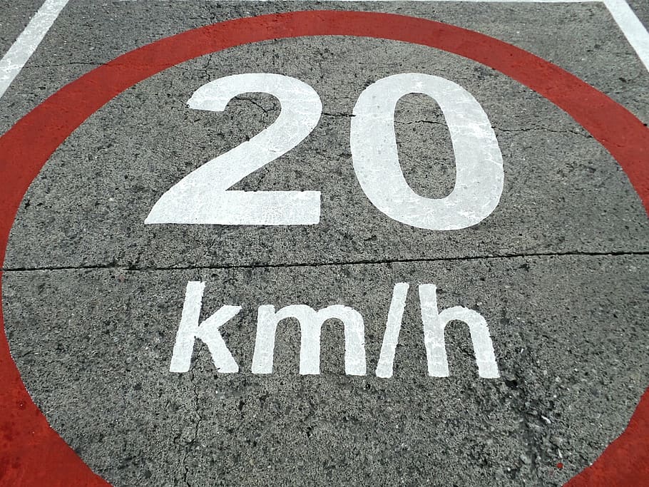 tanda jalan, batas kecepatan, peringatan, kilometer, transit, peraturan, foto, mph, kmph, 20 km