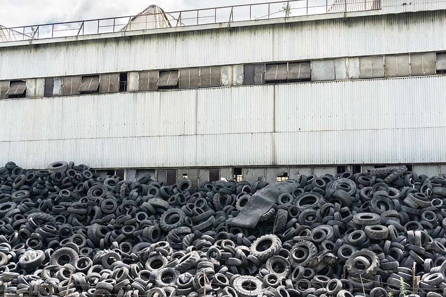 공장, 타이어, 쓰레기, 덤프, 폐기물, 바퀴, 금속, 일, 아니 사람, 산업