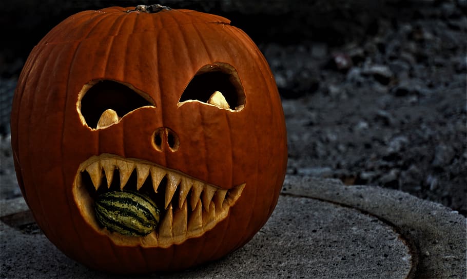 halloween, pumpkin, decoration, background, party, creepy, dark, autumn, october, tooth