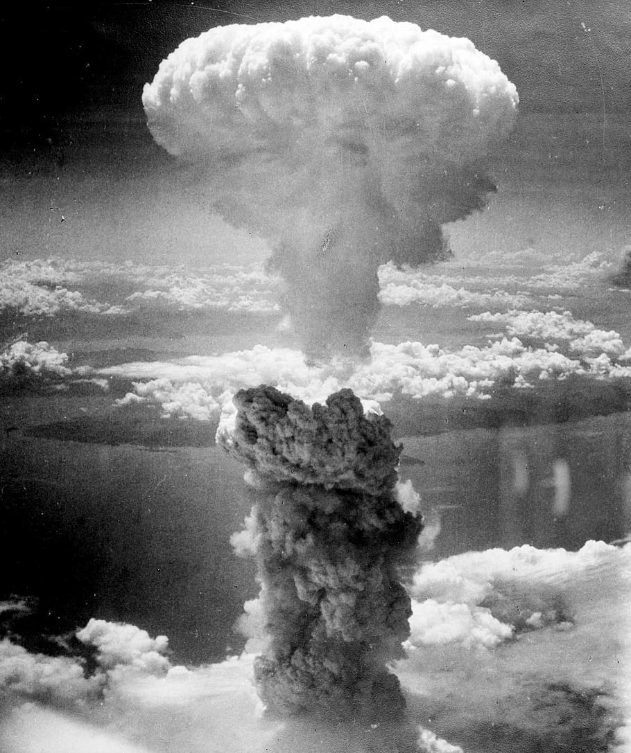 foto en escala de grises, hongo atómico, bomba atómica, explosión nuclear, armas de destrucción masiva, nagasaki, explosión, blanco y negro, nube - cielo, cielo