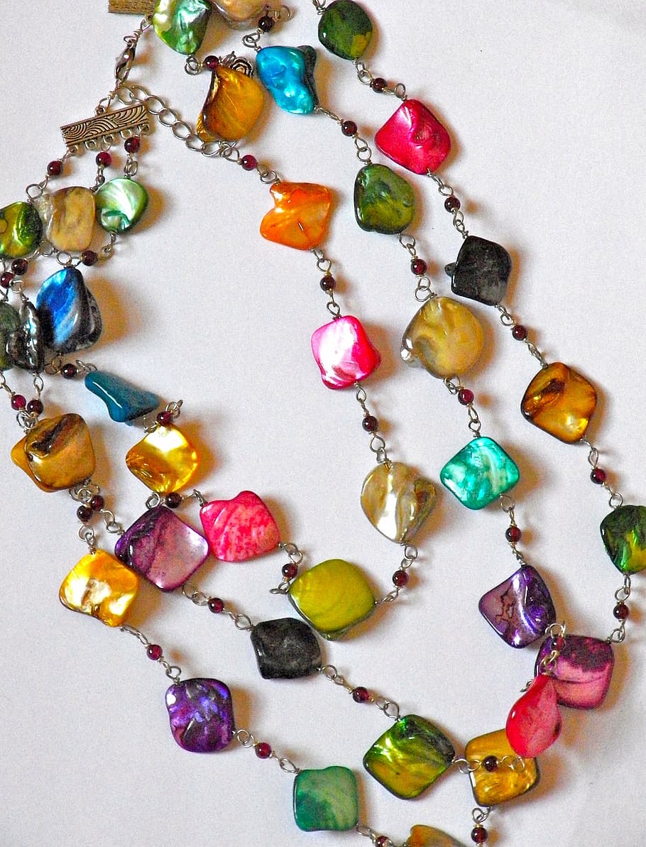 assorted-color, bead, 3-layer, necklace, bohemian necklace, fashion, beautiful, woman, bohemian, chic