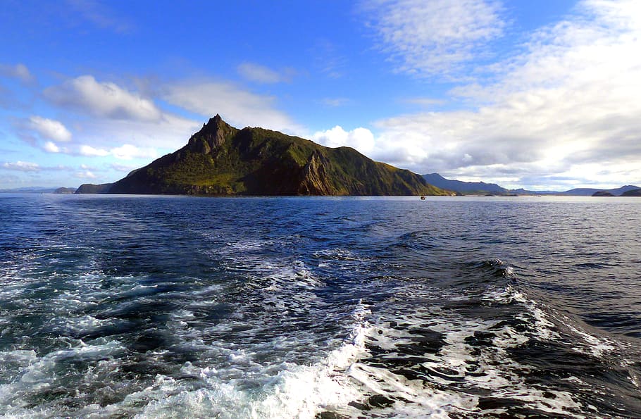 Whangarei Heads, Northland, NZ, islote en el mar, cielo, agua, belleza en la naturaleza, mar, pintorescos - naturaleza, nube - cielo
