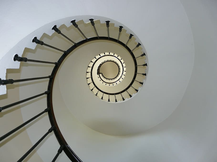 escadas pretas curvas, escadaria, caracol, farol, espiral, arquitetura, curva, círculo, etapas, espiral Escadaria