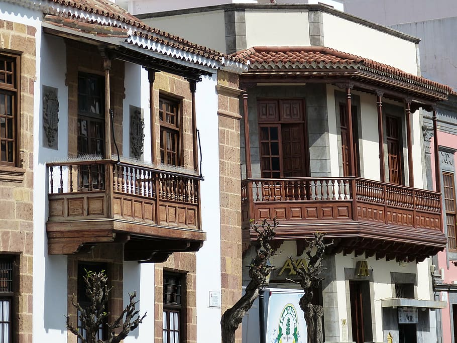 canary islands, spain, gran canaria, city, old town, home, facade, balcony, building, architecture