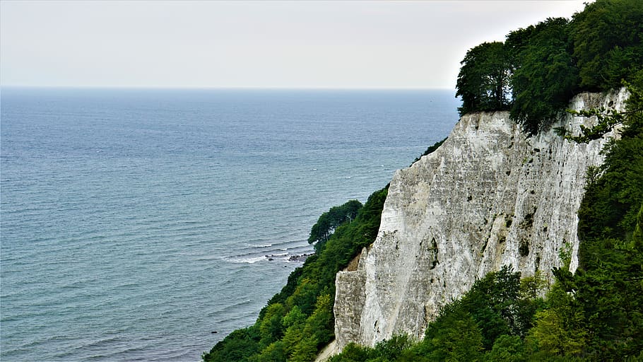 white cliffs, baltic sea, coast, sea, water, landscape, nature, rock, island, rügen