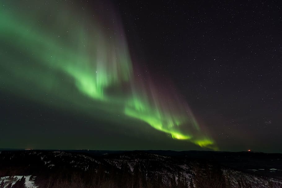 aurora boreal, norte, luces, naturaleza, noche, cielo, suecia, europa, verde, al aire libre