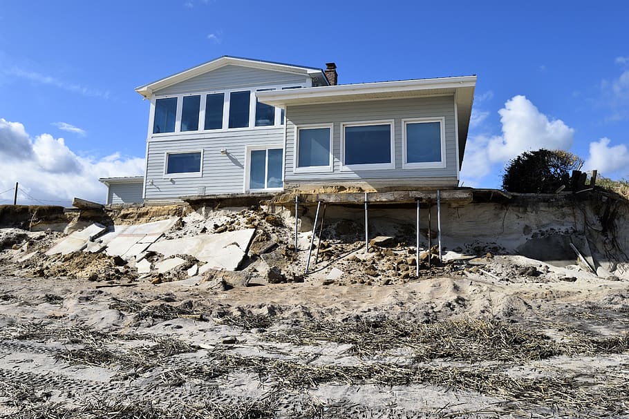 erosi pantai, badai matthew, kerusakan, penghancuran, pantai, pemandangan, milik, asuransi, st augustine, florida