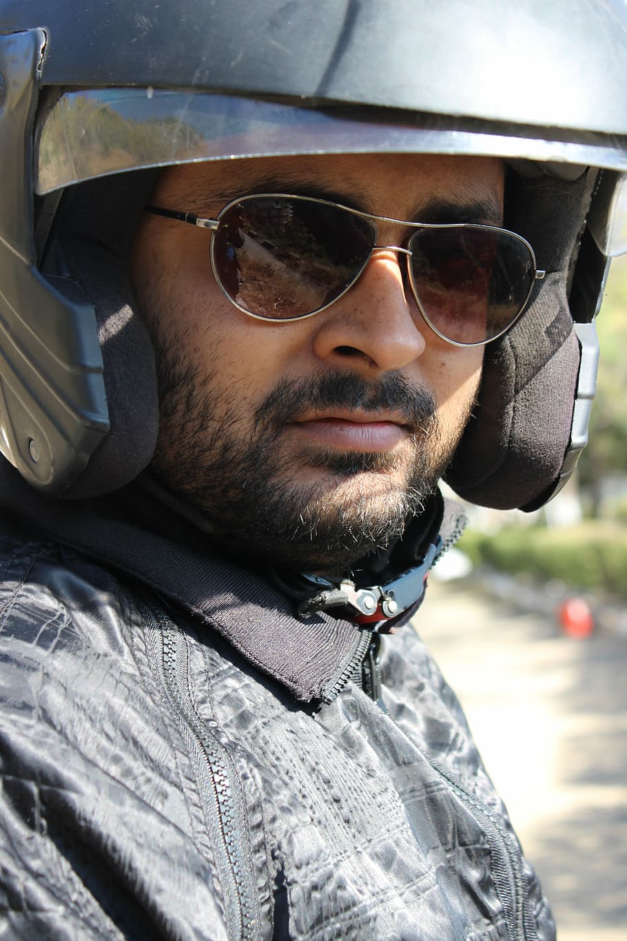 helmet, jacket, black, motorcycle, leather, transport, sunglasses, travel, dom, person