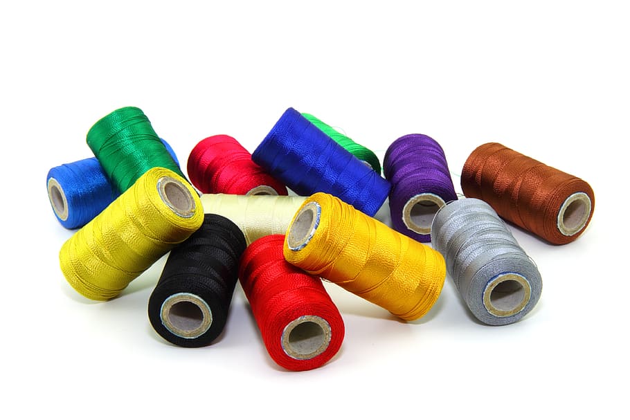 photograph, assorted-color thread spool lot, spool, threads, bobbin, color, colorful, cotton, craft, embroidery