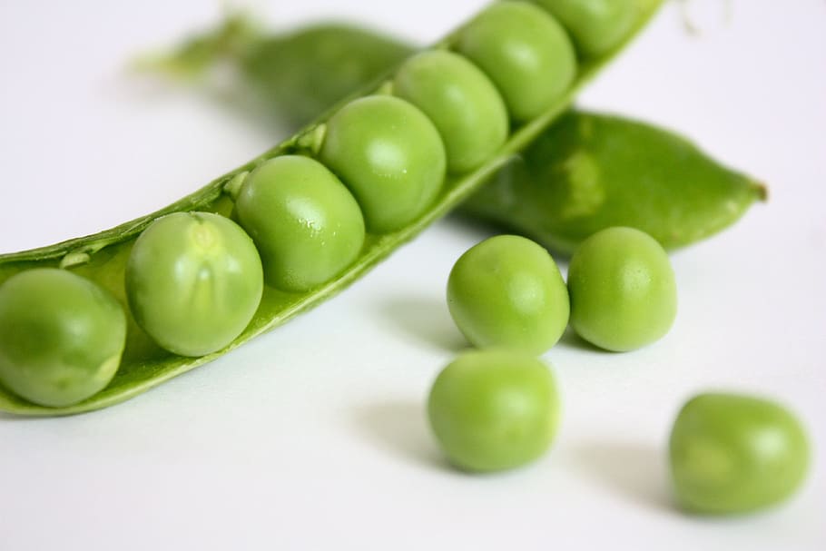verde, vegetal de sementes, branco, superfície, feijão verde, ervilhas, vegetal, saudável, saúde, aptidão