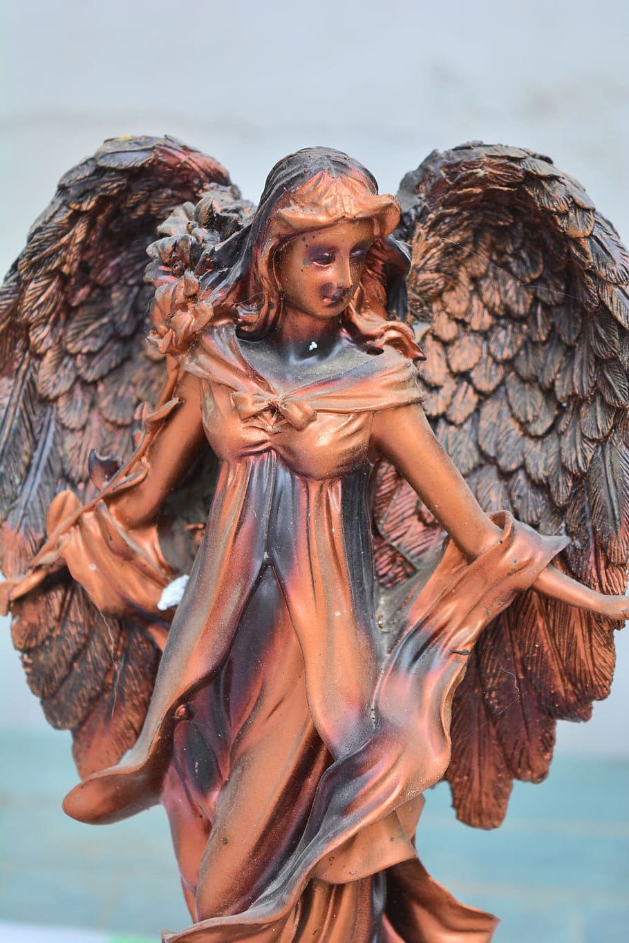 Angel, Statuette, Bronze, Brass, art, metal, figurine, nice, angelic, divine