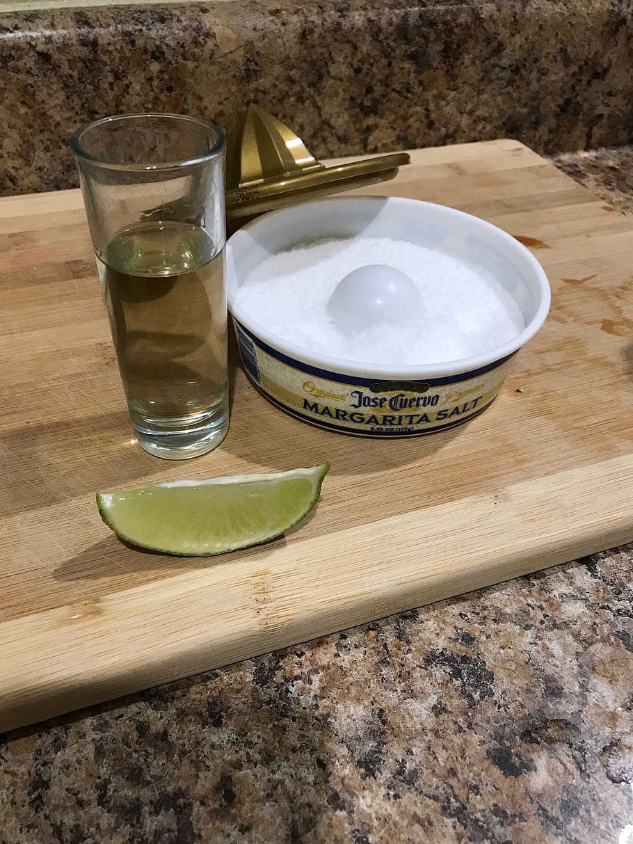 Tequila, Shots, Alcohol, Mexico, Salt, lime, wood - material, table, drinking glass, tray