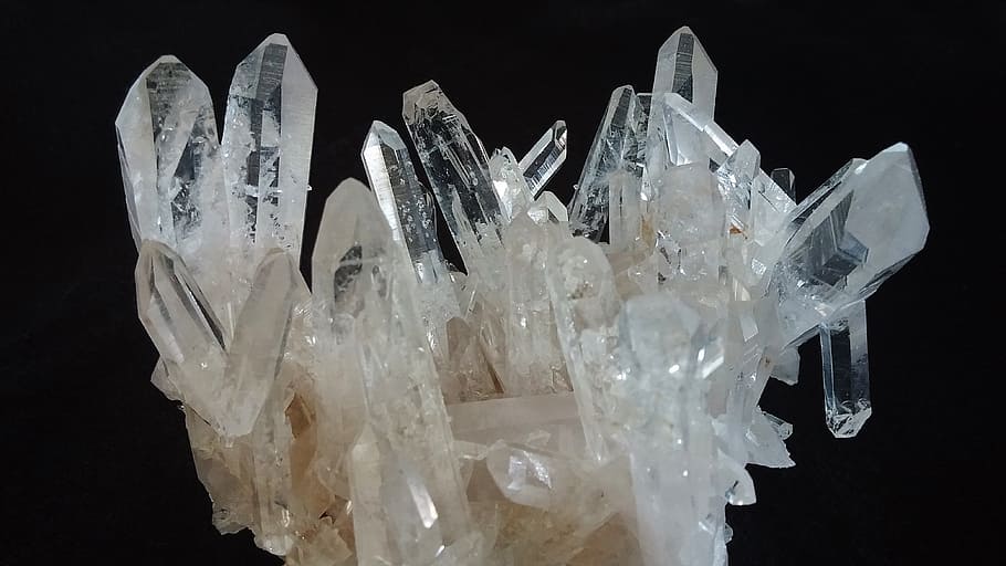 crystal rock fragment, rock fragment, crystal, cluster, arkansas, arkansas crystal, hot springs, quarts, mineral, black background