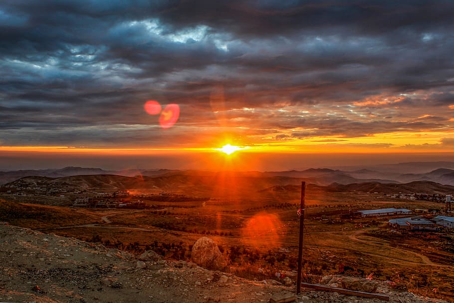 aerial, view, farm, sunset, clouds, s, sun, sky, sunrise, nature