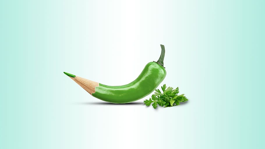 green chili pencil, chili, pencil, photoshop, photo manipulation, vegetable, design, studio shot, healthy eating, food