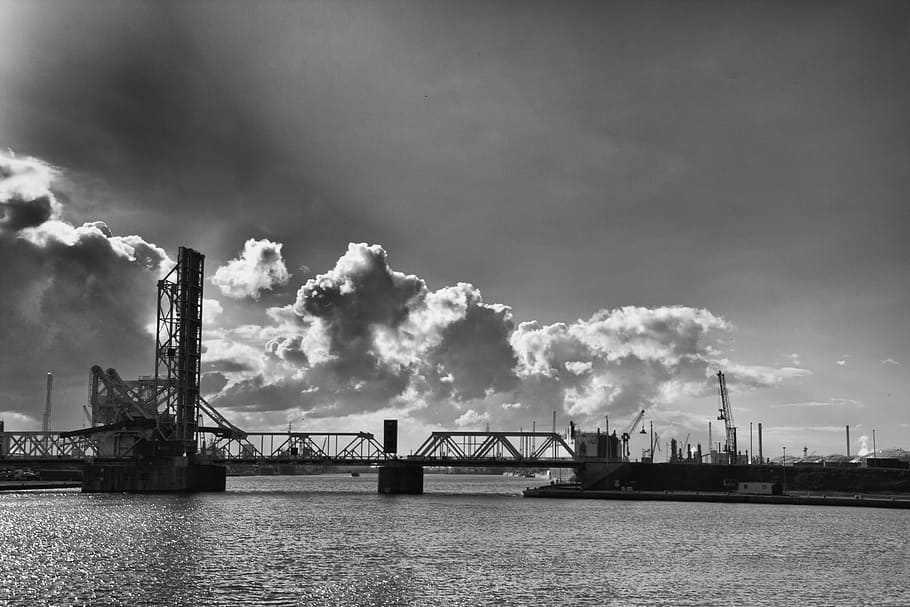 Porto, Antuérpia, Ponte, indústria, céu, nuvem - céu, ninguém, ao ar livre, fábrica, estrutura construída