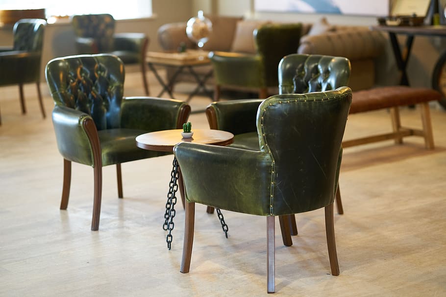 furniture, chair, armchair, skin, green, cafe, home, design, room, office